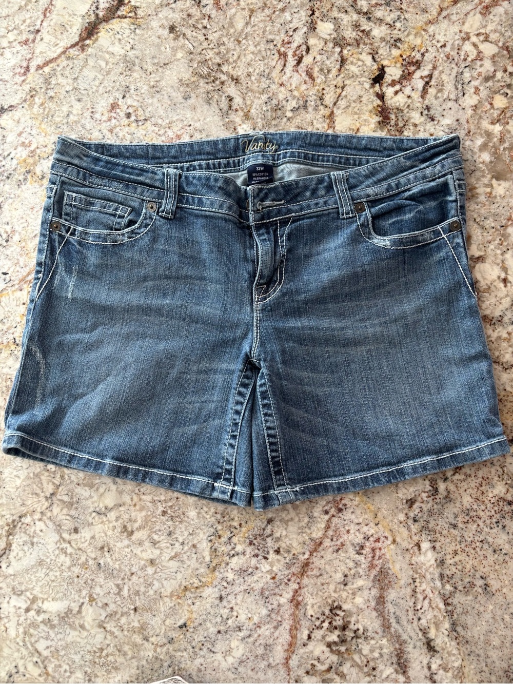 Vanity Mid-Blue Denim Jean Shorts